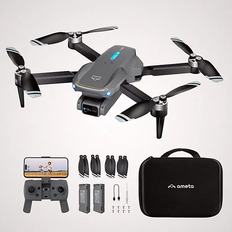 Ameta S20 Lite Drohne mit 4K Kamera für Erwachsene Kinder, Schwarz, 2 Akkus, FPV