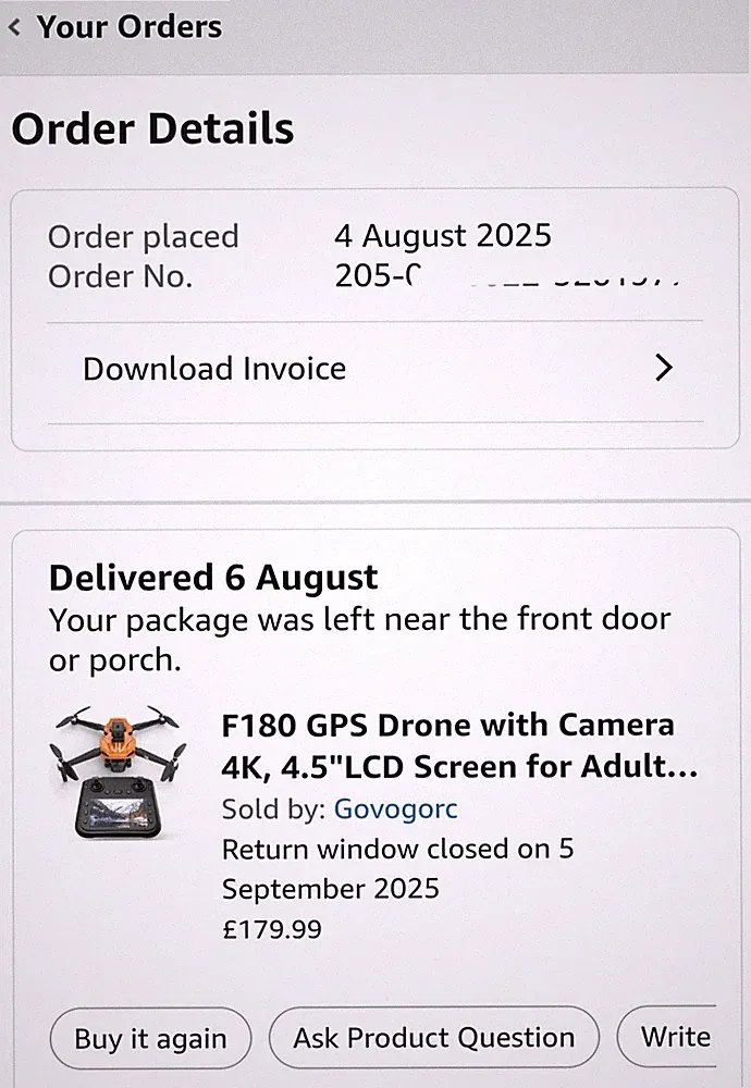 Govogorc F180 GPS Drohne mit Kamera 4K, 4,5"LCD Bildschirm für Einsteiger, 90°!