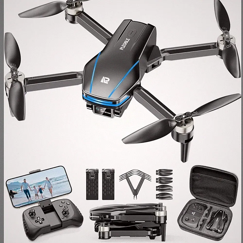 PLEGBLE Drohnen mit 4K Kamera Profi für Kinder/Erwachsene, Brushless Mini Drohne